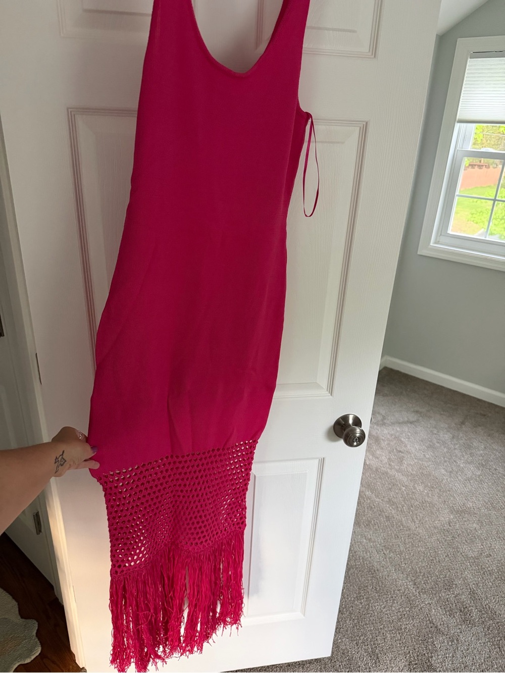 PQ Swim Hot Pink Fringe Midi Dress - Picture 2 of 5